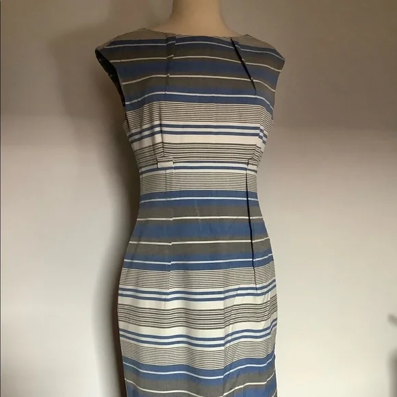 calvin klein blue and white striped dress Calvin Klein | Dresses | Calvin Klein Gray Blue And White Striped Dress